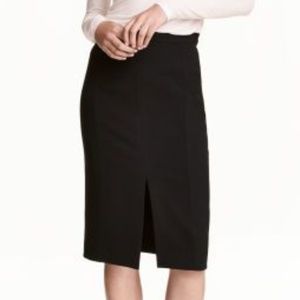 H&M Black Front Slit Pencil Skirt size 10
